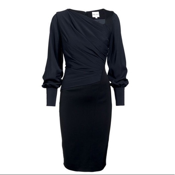 Reiss Dresses & Skirts - NWOT Reiss black asymmetric neckline blouson sleeve dress BB22